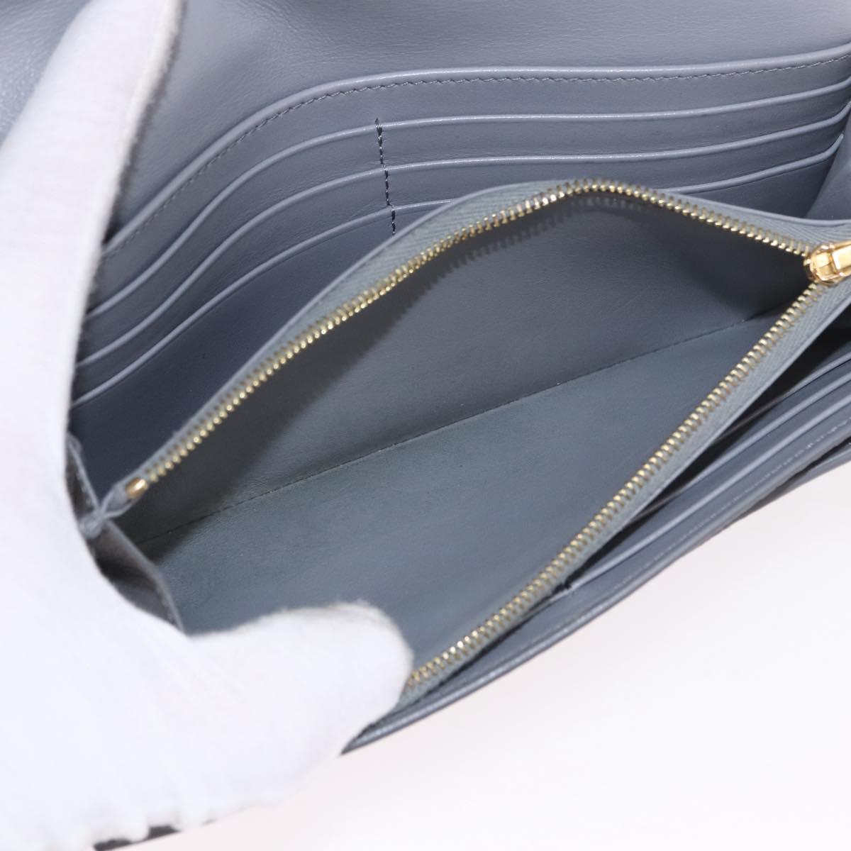 CELINE Long Wallet Leather Gray Gold Auth bs35988A