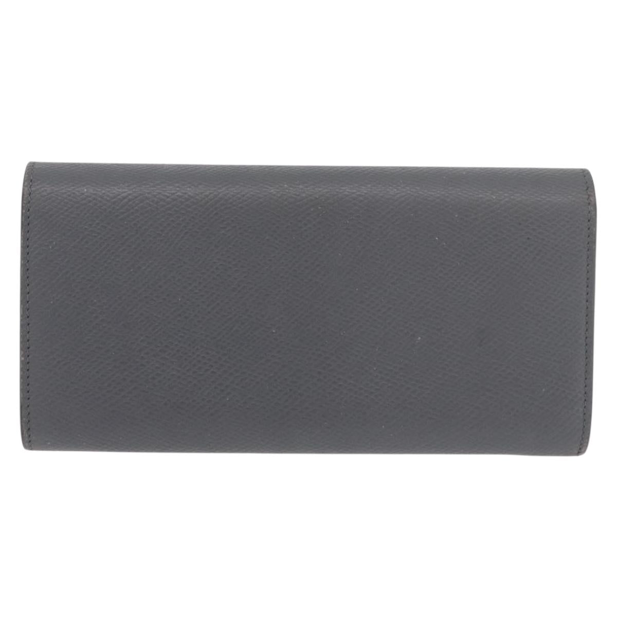 CELINE Long Wallet Leather Gray Gold Auth bs35988A