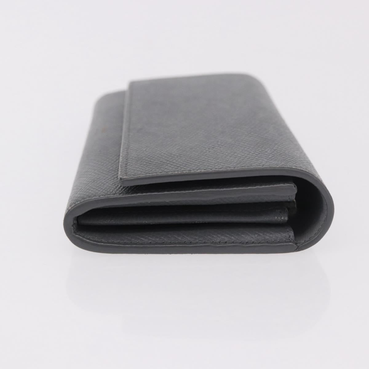 CELINE Long Wallet Leather Gray Gold Auth bs35988A