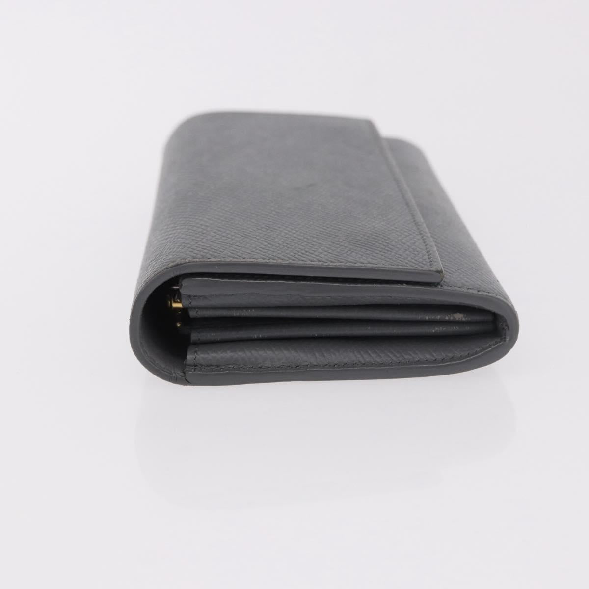 CELINE Long Wallet Leather Gray Gold Auth bs35988A