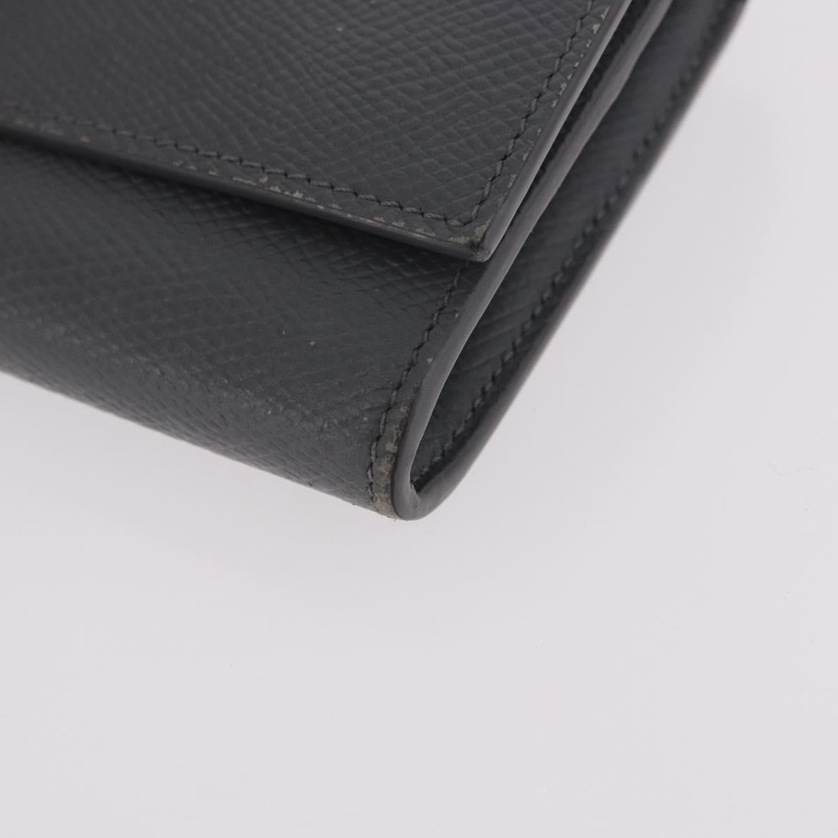 CELINE Long Wallet Leather Gray Gold Auth bs35988A
