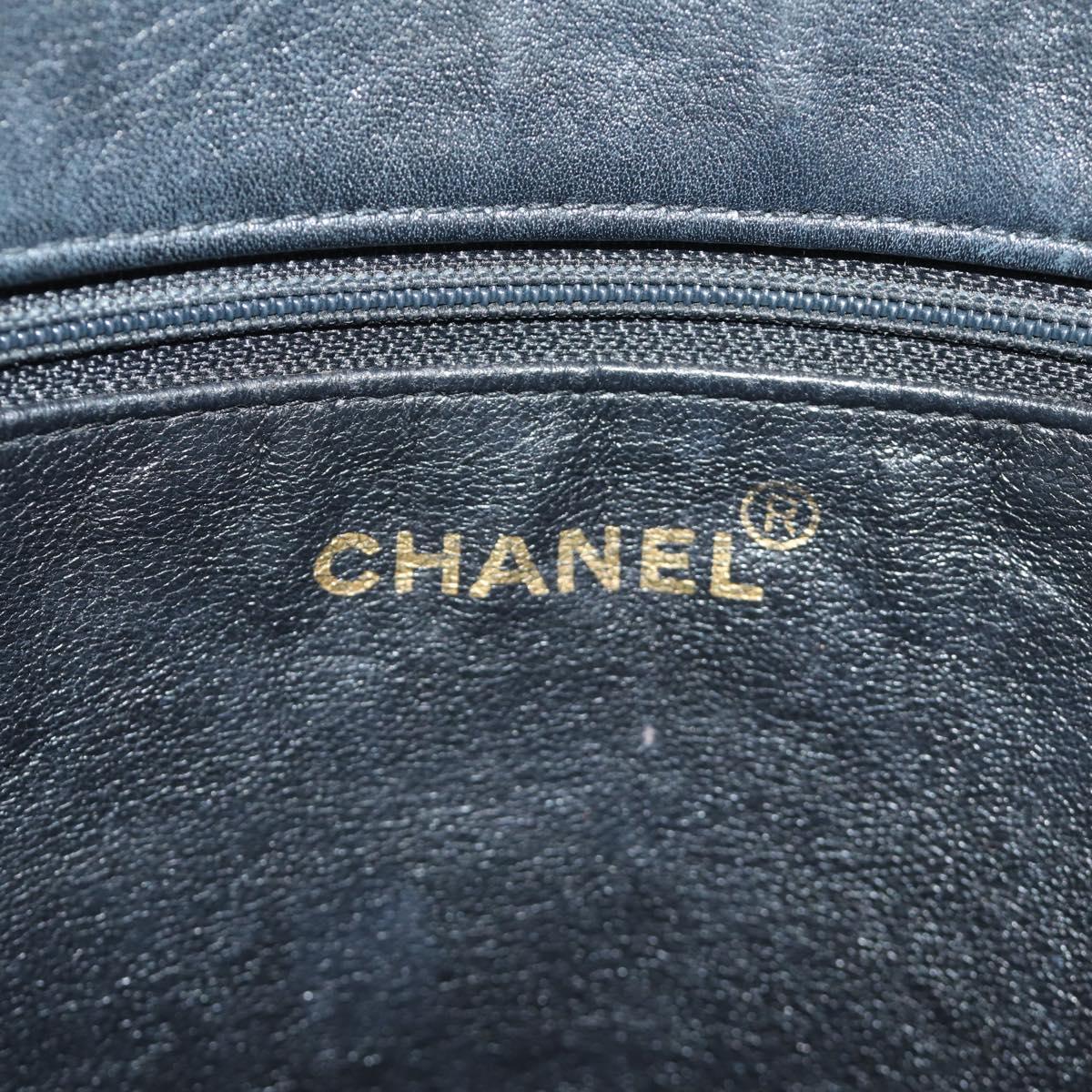 CHANEL COCO Mark Chain Tote Bag Leather Black Gold CC Auth bs35989V