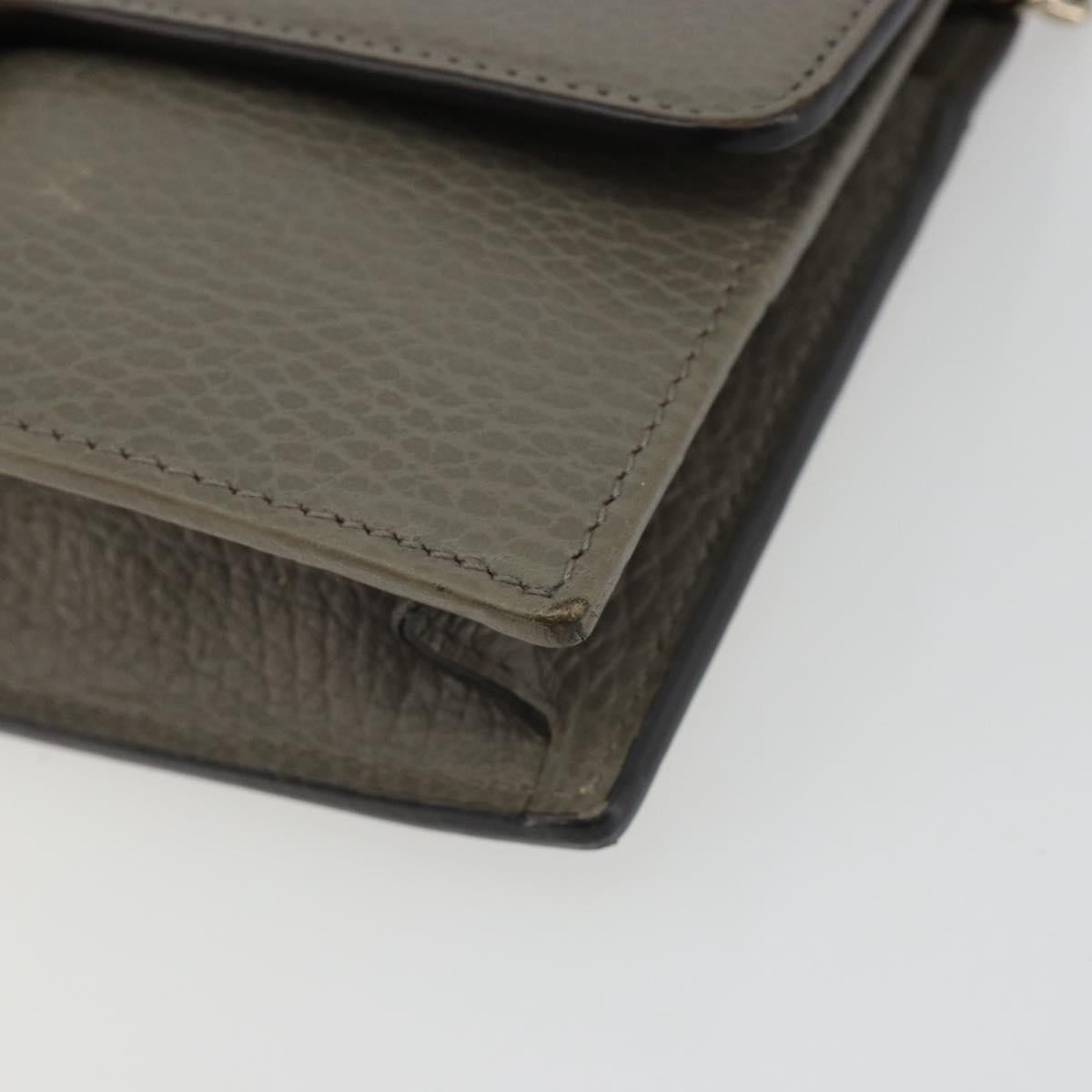 GUCCI Chain Interlocking Shoulder Wallet Leather Gray Gold 510314 Auth bs35991