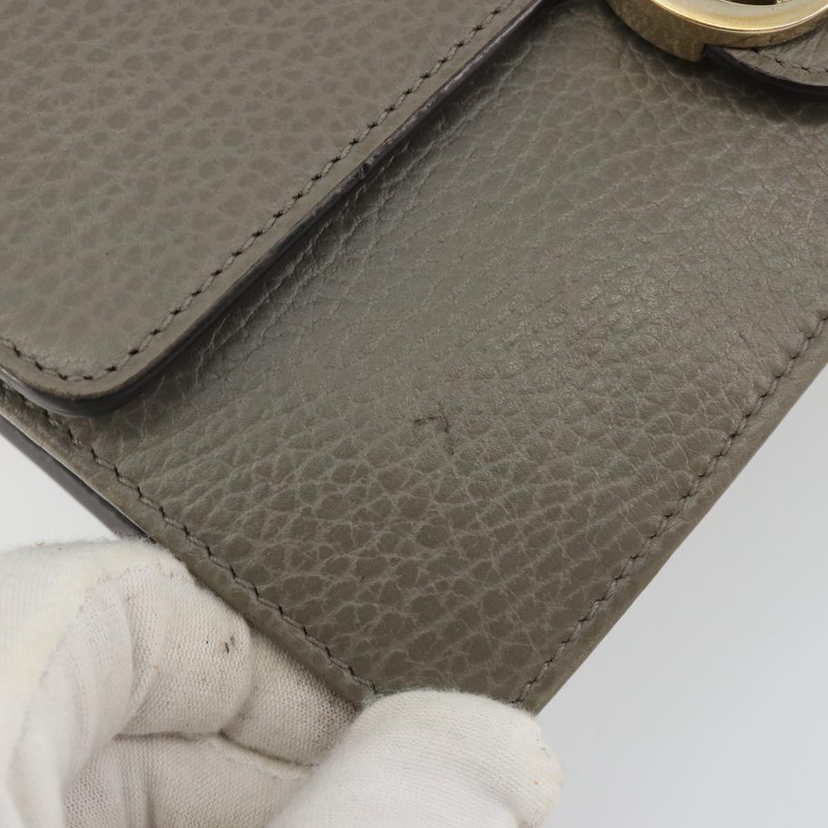 GUCCI Chain Interlocking Shoulder Wallet Leather Gray Gold 510314 Auth bs35991
