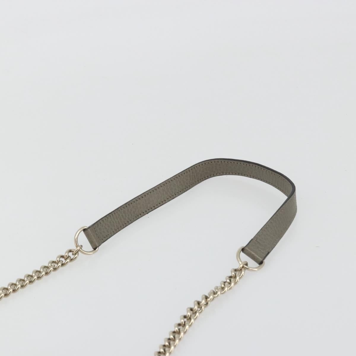 GUCCI Chain Interlocking Shoulder Wallet Leather Gray Gold 510314 Auth bs35991