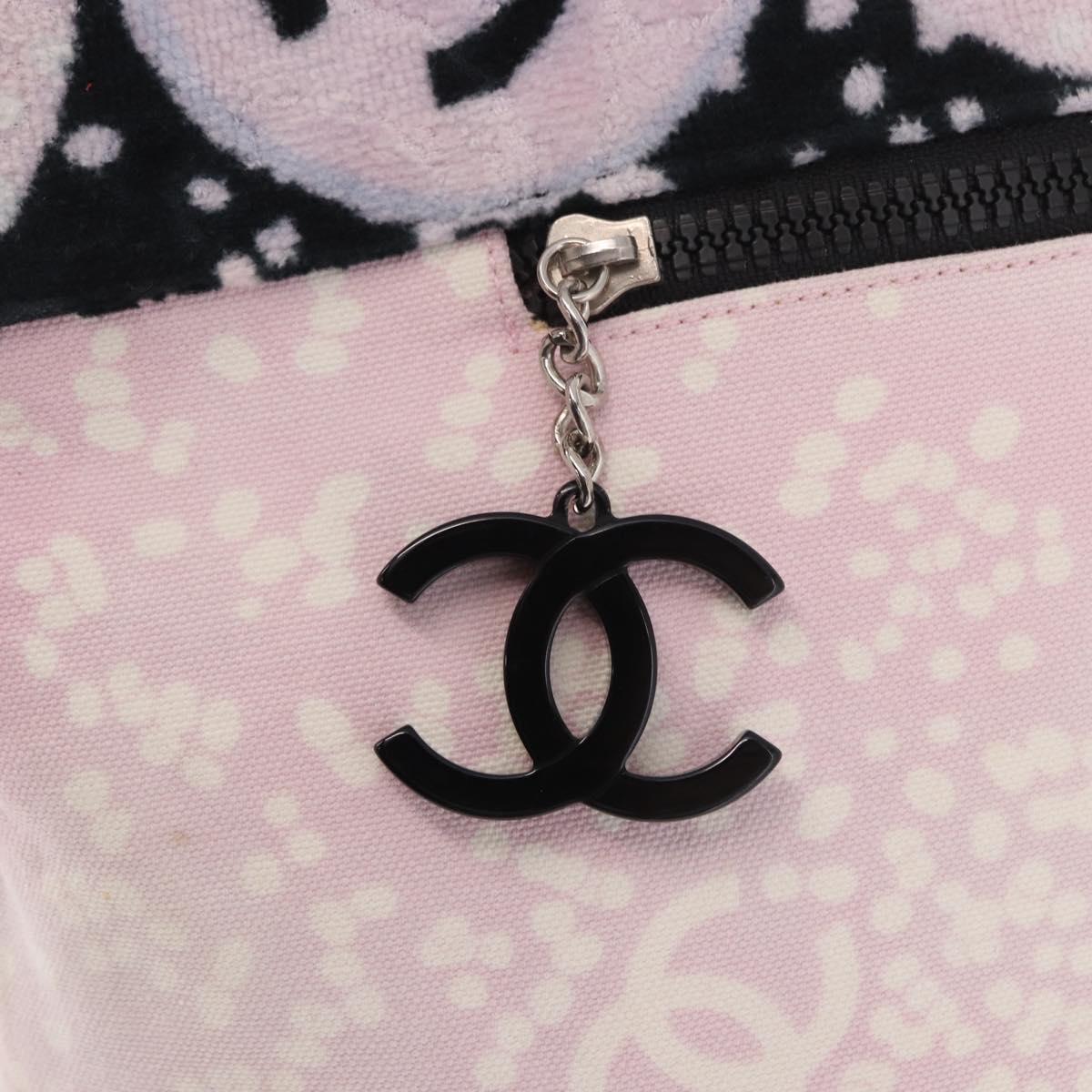 CHANEL Hand Bag Canvas Pink Silver CC Auth bs35992A