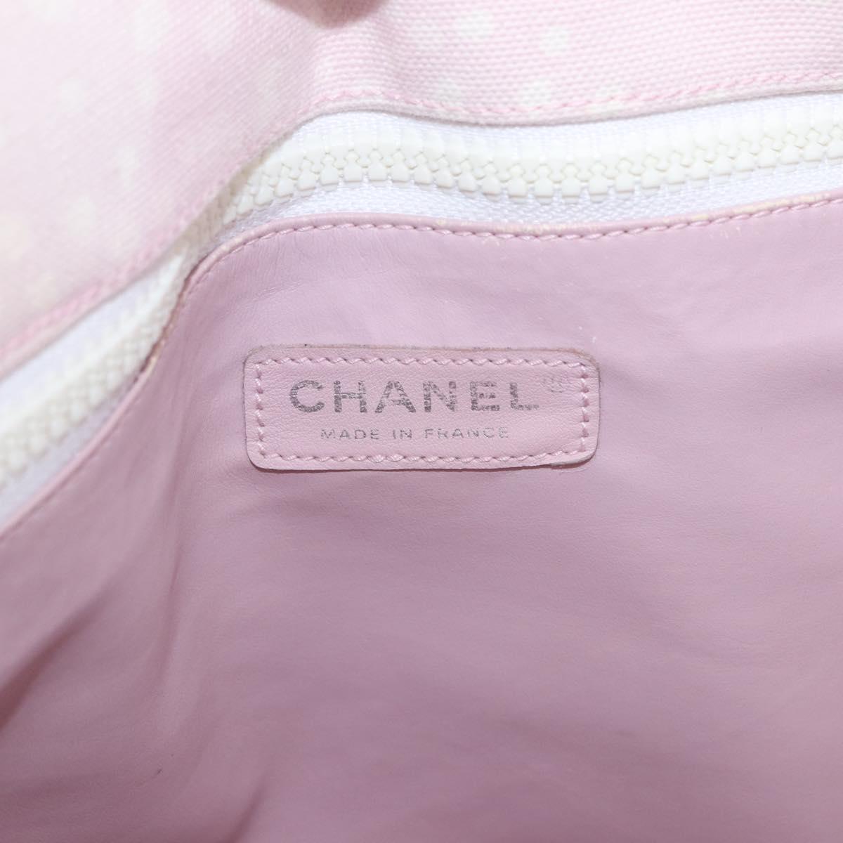 CHANEL Hand Bag Canvas Pink Silver CC Auth bs35992A