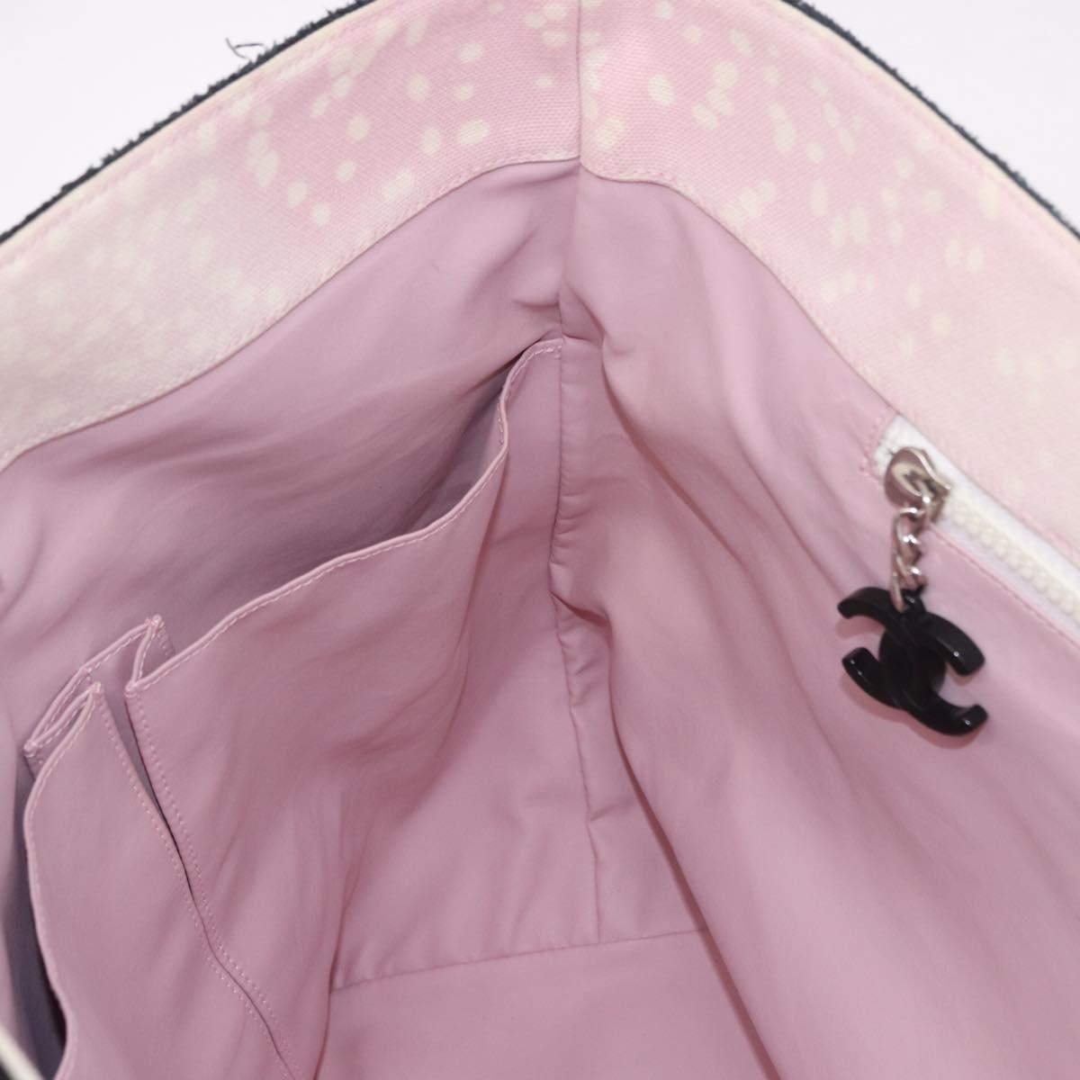CHANEL Hand Bag Canvas Pink Silver CC Auth bs35992A