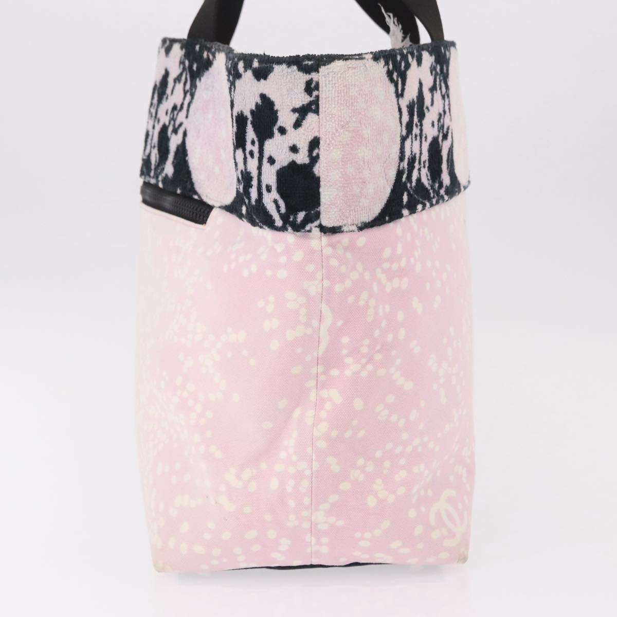 CHANEL Hand Bag Canvas Pink Silver CC Auth bs35992A