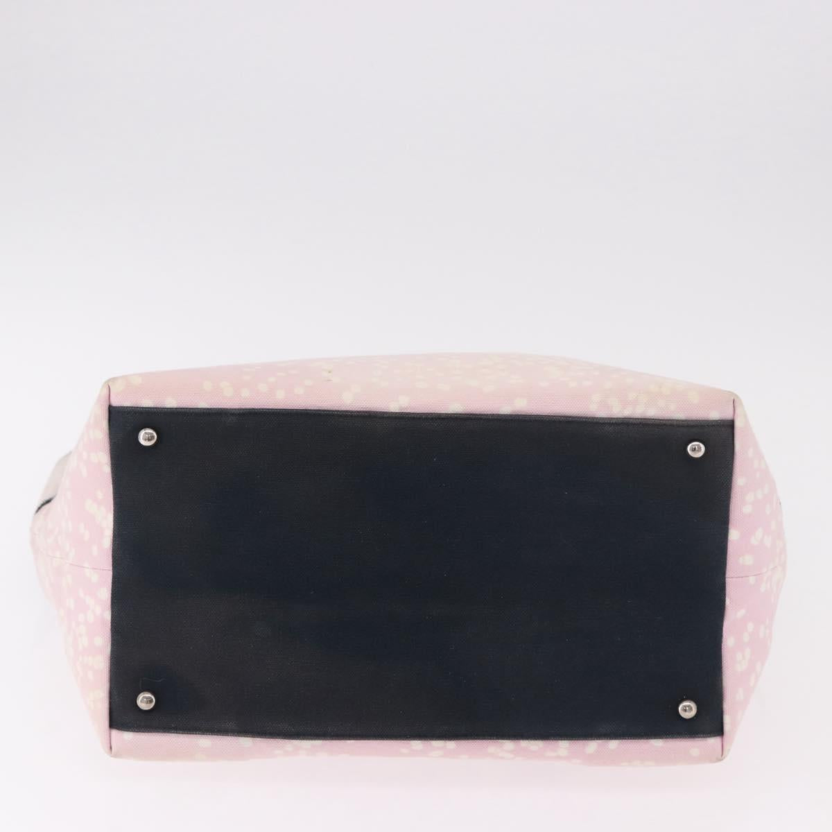 CHANEL Hand Bag Canvas Pink Silver CC Auth bs35992A