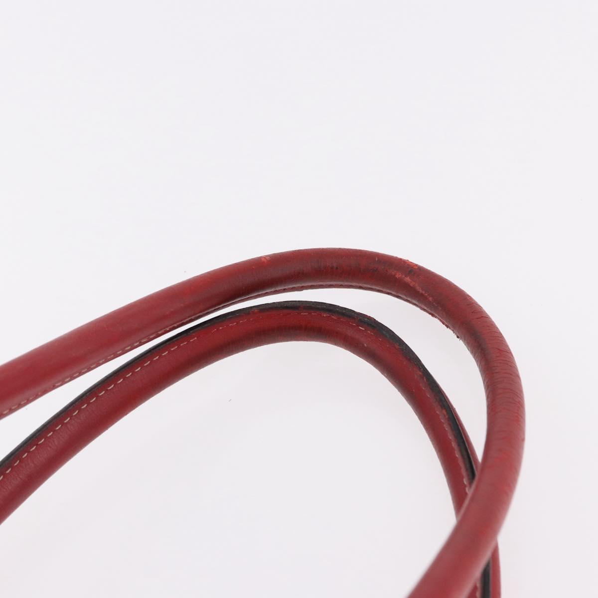 Christian Dior Hand Bag Leather Red Silver Auth bs35993