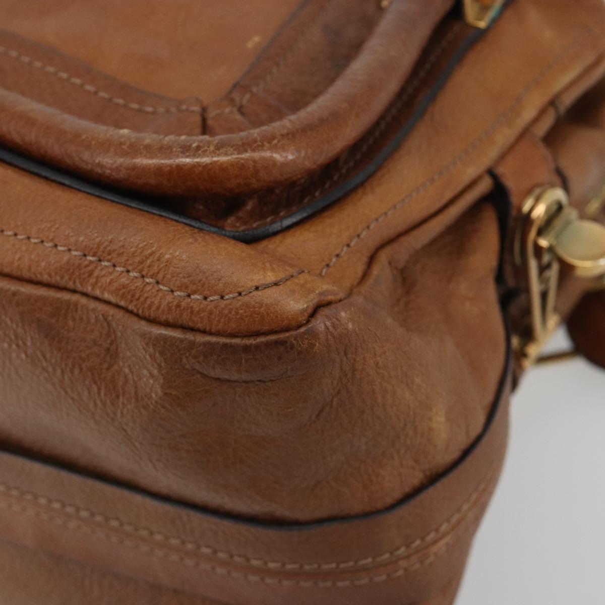 Chloe Paraty Hand Bag Leather Brown Gold Auth bs35996