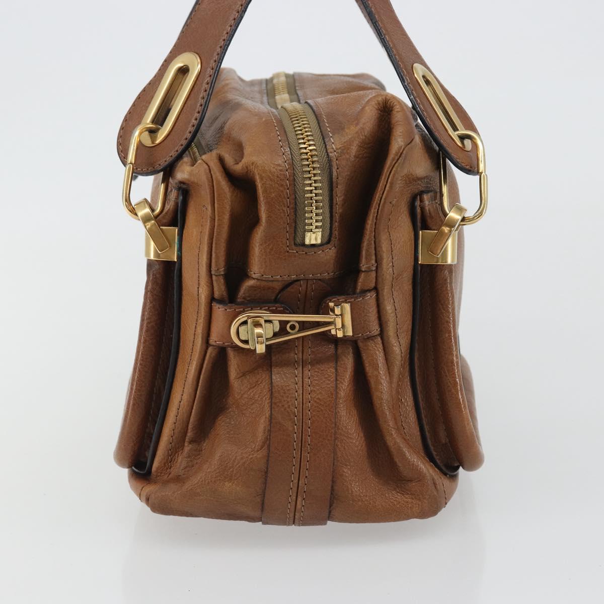 Chloe Paraty Hand Bag Leather Brown Gold Auth bs35996