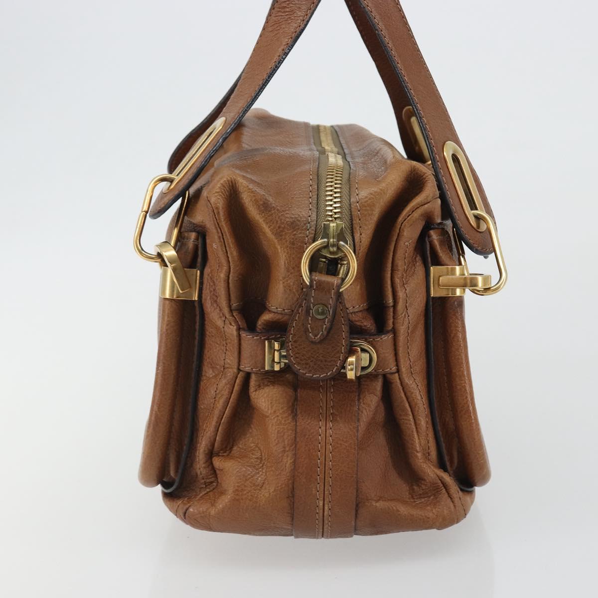 Chloe Paraty Hand Bag Leather Brown Gold Auth bs35996