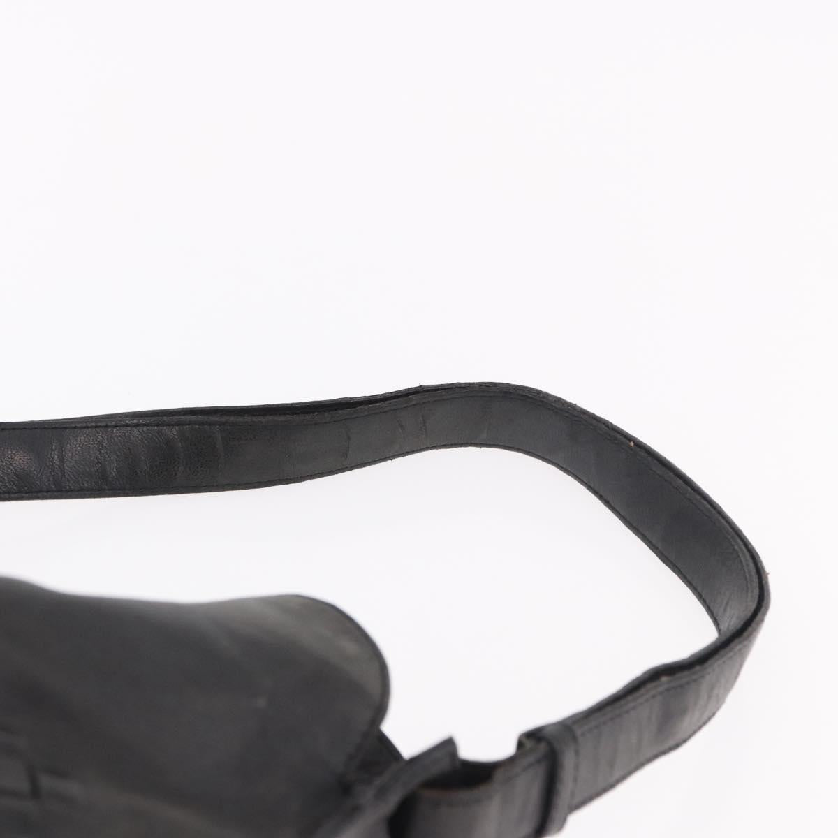 BOTTEGA VENETA INTRECCIATO Shoulder Bag Leather Black Auth bs36000