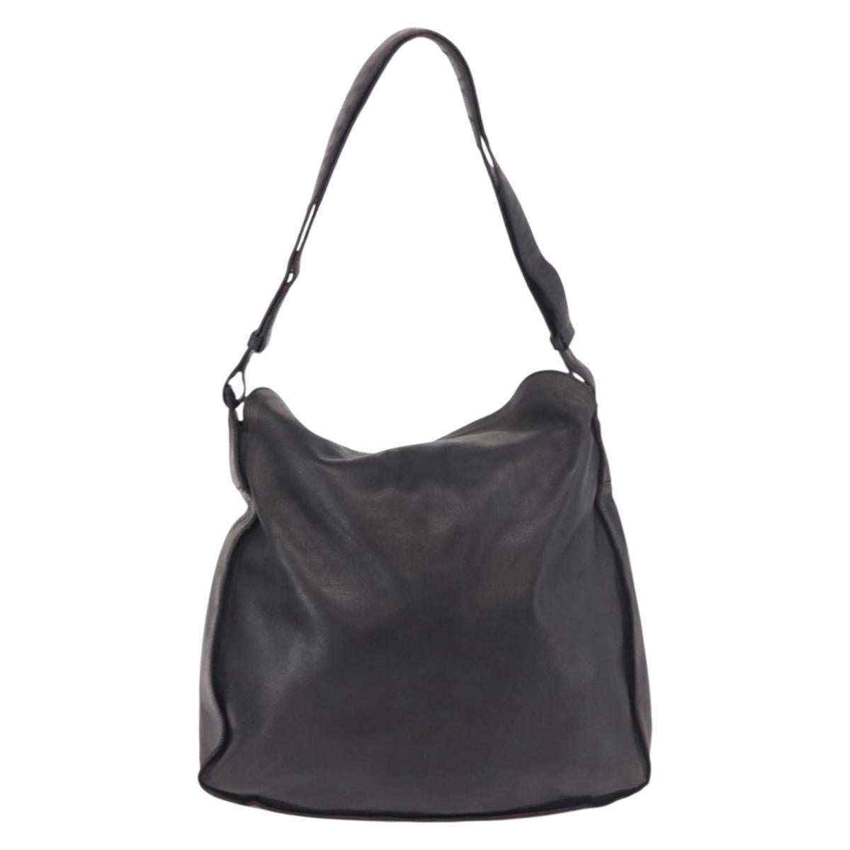 BOTTEGA VENETA INTRECCIATO Shoulder Bag Leather Black Auth bs36000