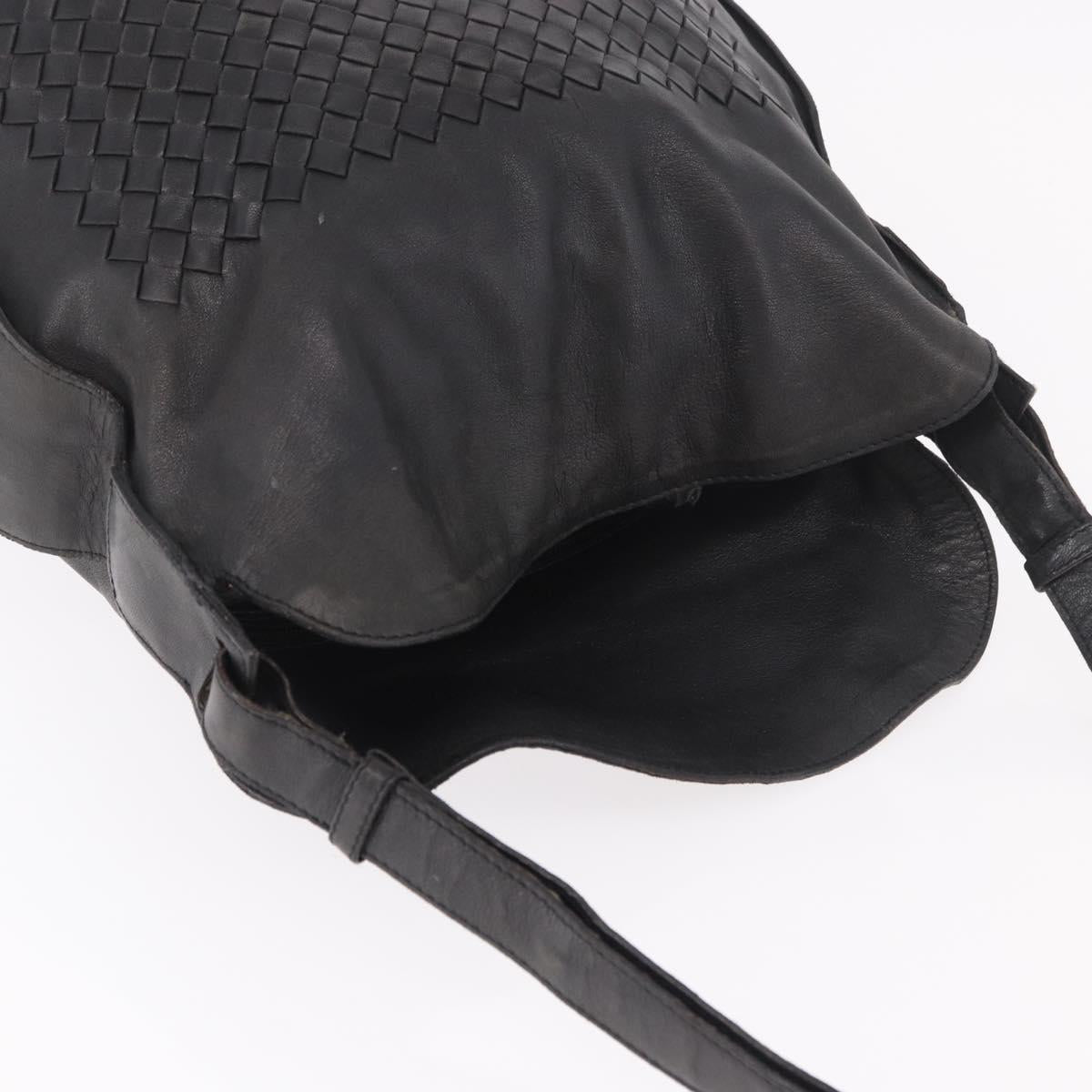 BOTTEGA VENETA INTRECCIATO Shoulder Bag Leather Black Auth bs36000