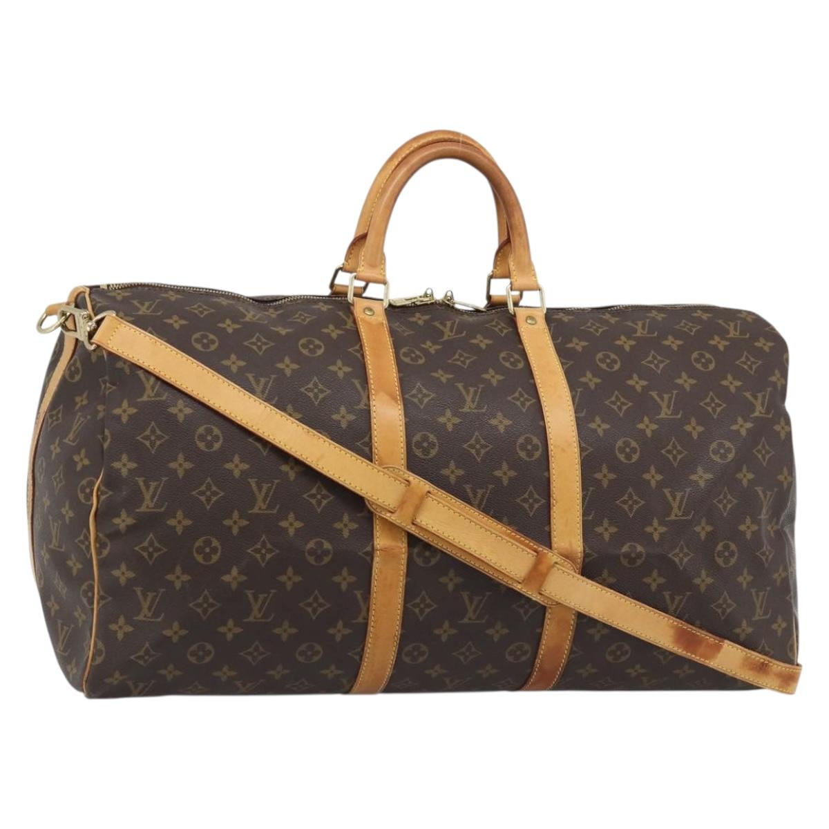 LOUIS VUITTON Monogram Keepall Bandouliere 55 Boston Bag M41414 LV Auth bs36013