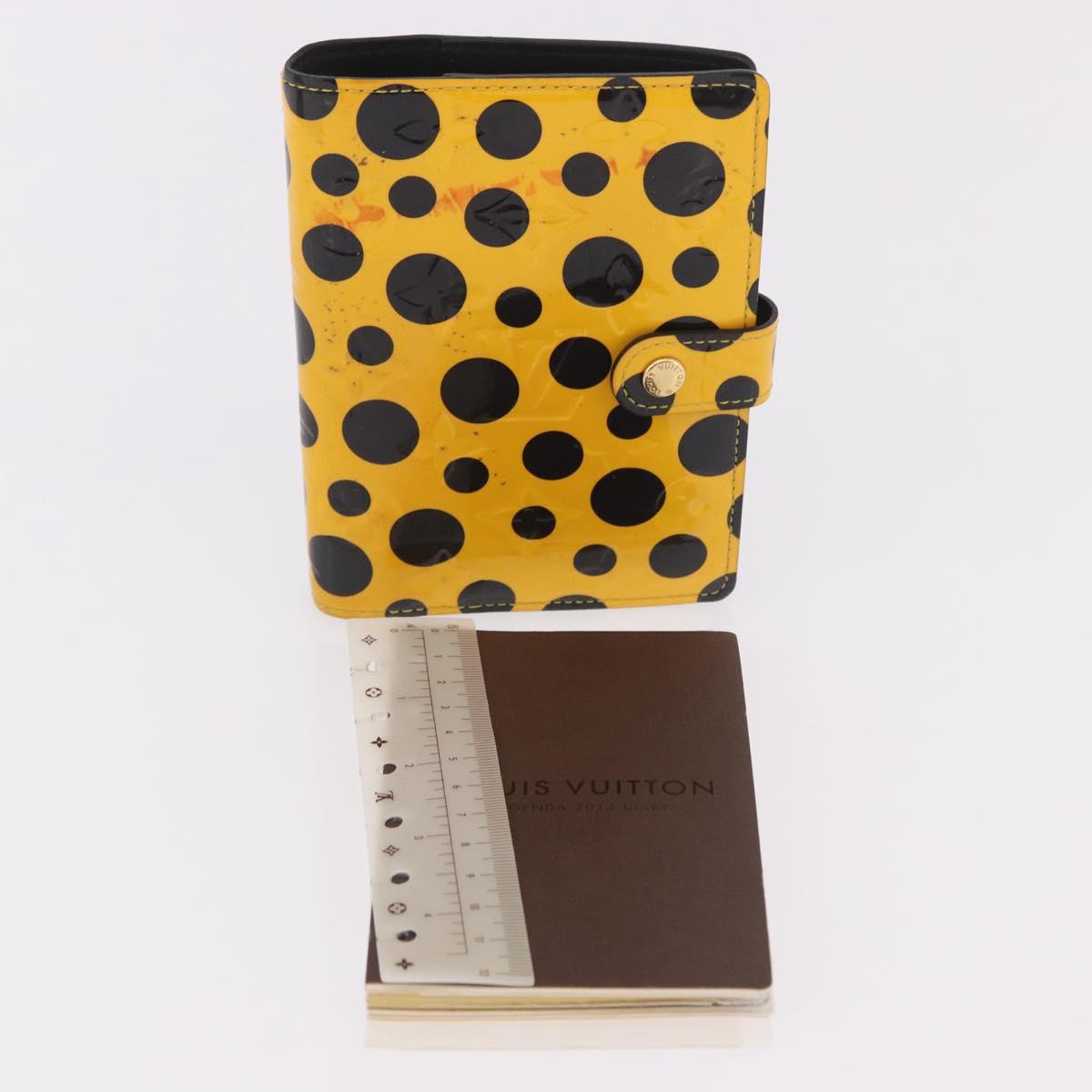LOUIS VUITTON Monogram Vernis Dot Agenda PM Cover Yellow M91517 LV Auth bs36015