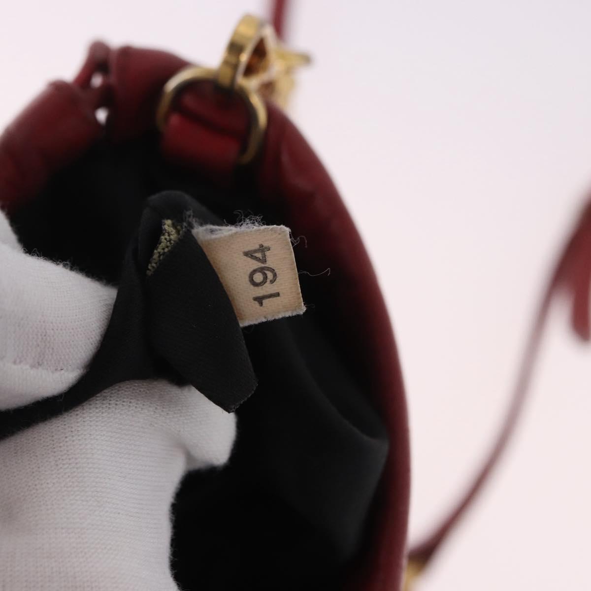 Miu Miu Matelasse Shoulder Pouch Chain Leather Red Gold Auth bs36016