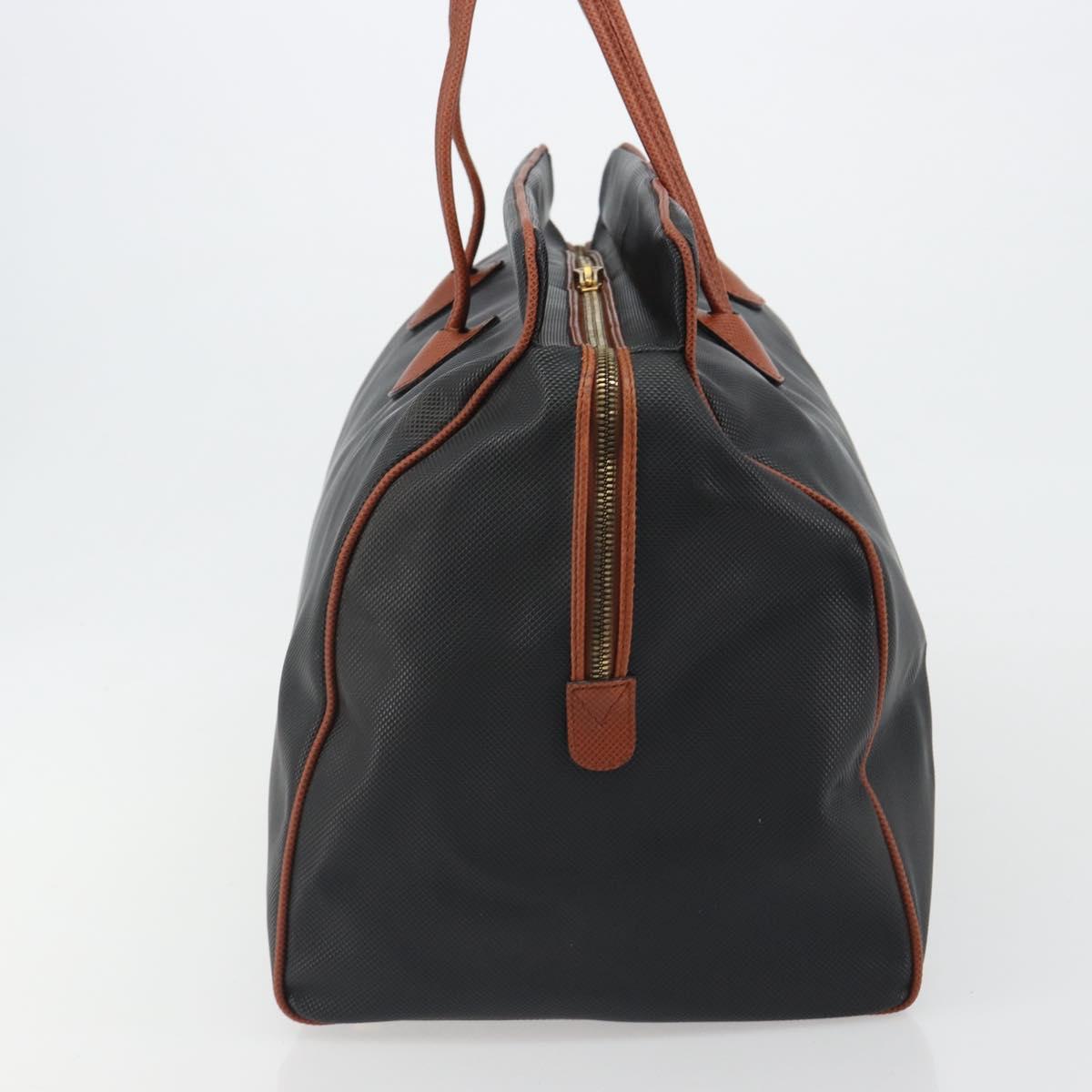 BOTTEGA VENETA Boston Bag PVC Canvas Black Gold Auth bs36018