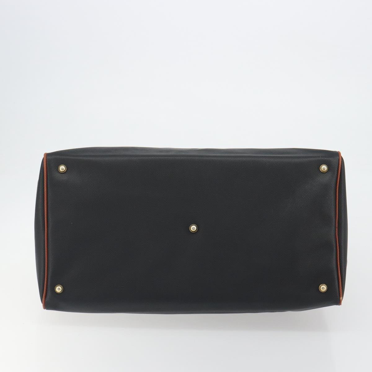 BOTTEGA VENETA Boston Bag PVC Canvas Black Gold Auth bs36018