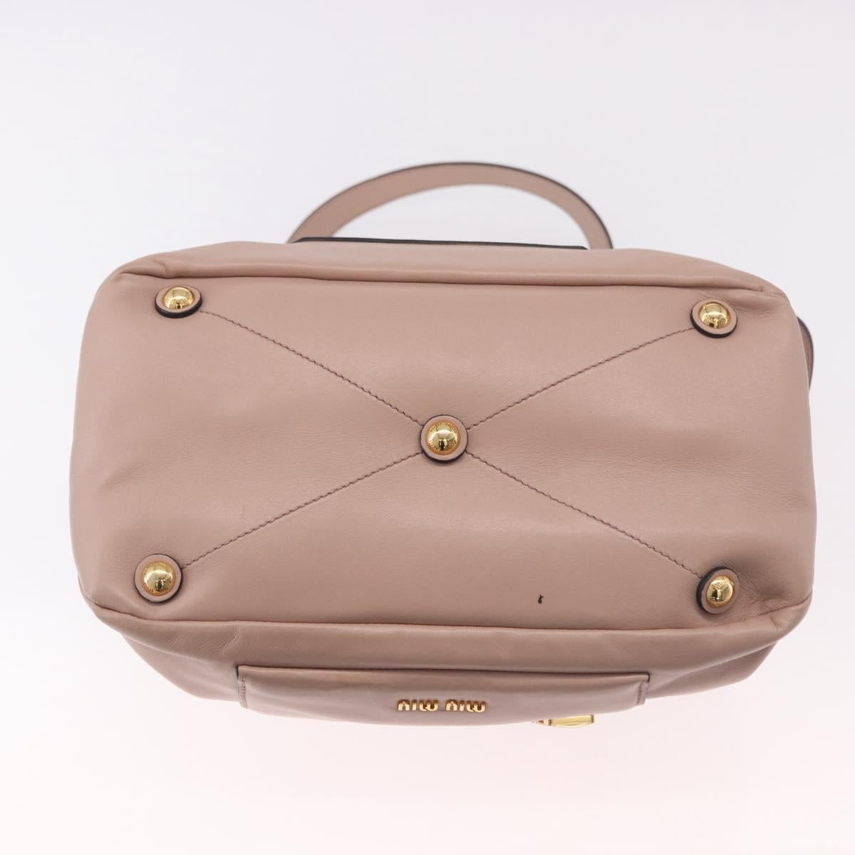 Miu Miu Hand Bag Leather 2way Pink Gold Auth bs36019A