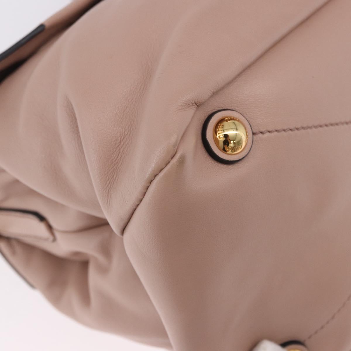 Miu Miu Hand Bag Leather 2way Pink Gold Auth bs36019A