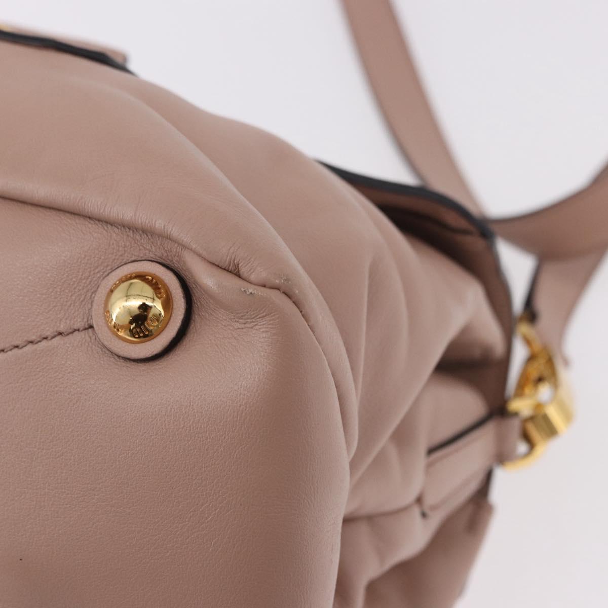 Miu Miu Hand Bag Leather 2way Pink Gold Auth bs36019A