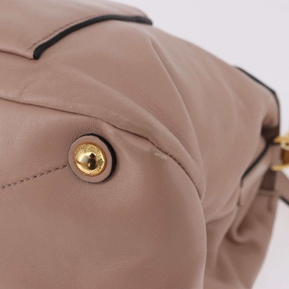 Miu Miu Hand Bag Leather 2way Pink Gold Auth bs36019A