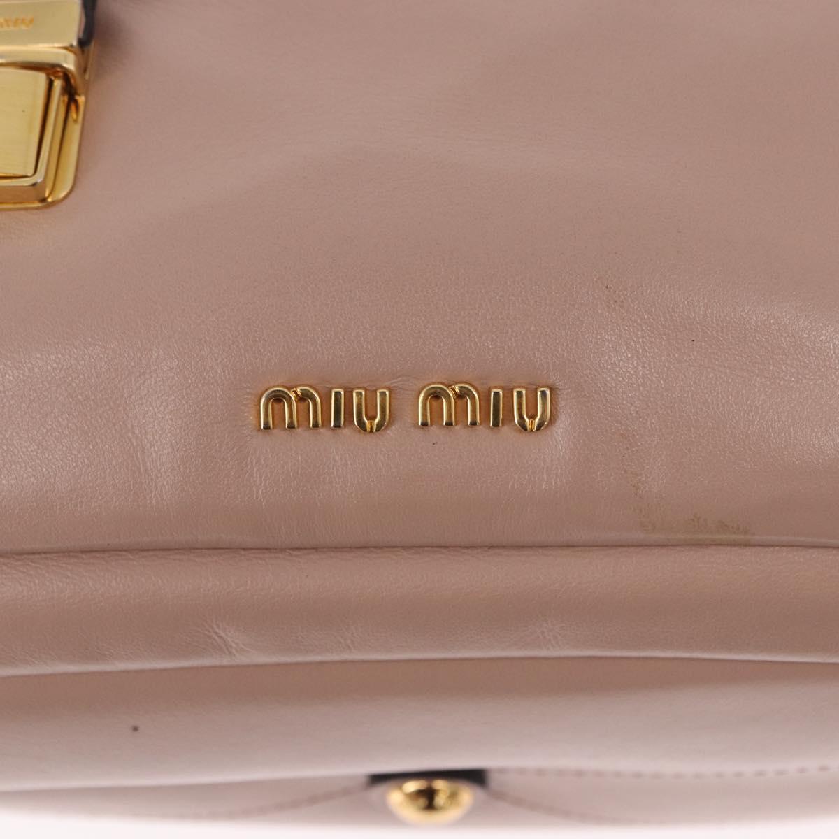 Miu Miu Hand Bag Leather 2way Pink Gold Auth bs36019A
