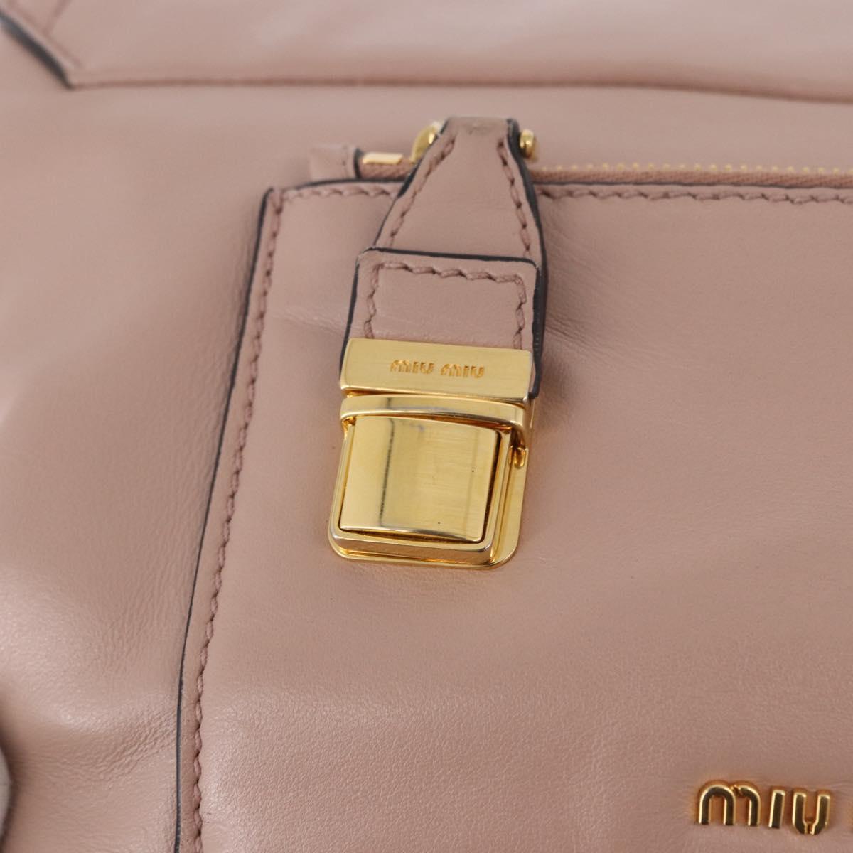 Miu Miu Hand Bag Leather 2way Pink Gold Auth bs36019A