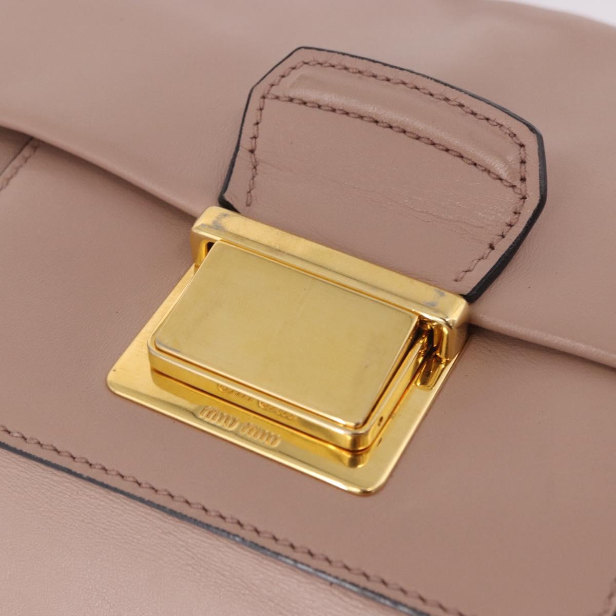 Miu Miu Hand Bag Leather 2way Pink Gold Auth bs36019A