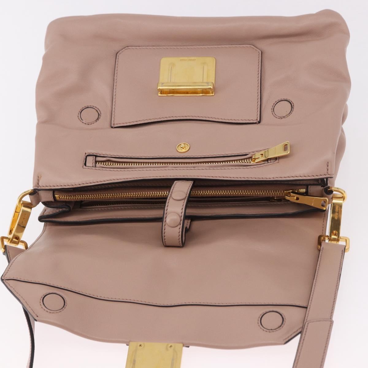 Miu Miu Hand Bag Leather 2way Pink Gold Auth bs36019A