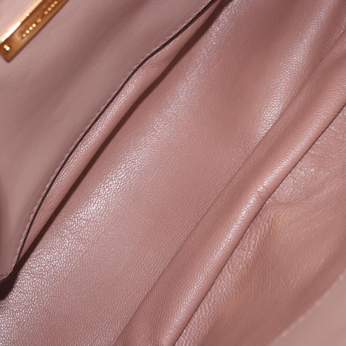 Miu Miu Hand Bag Leather 2way Pink Gold Auth bs36019A