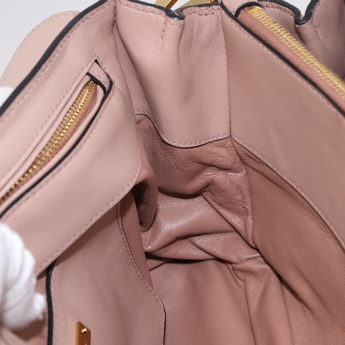 Miu Miu Hand Bag Leather 2way Pink Gold Auth bs36019A