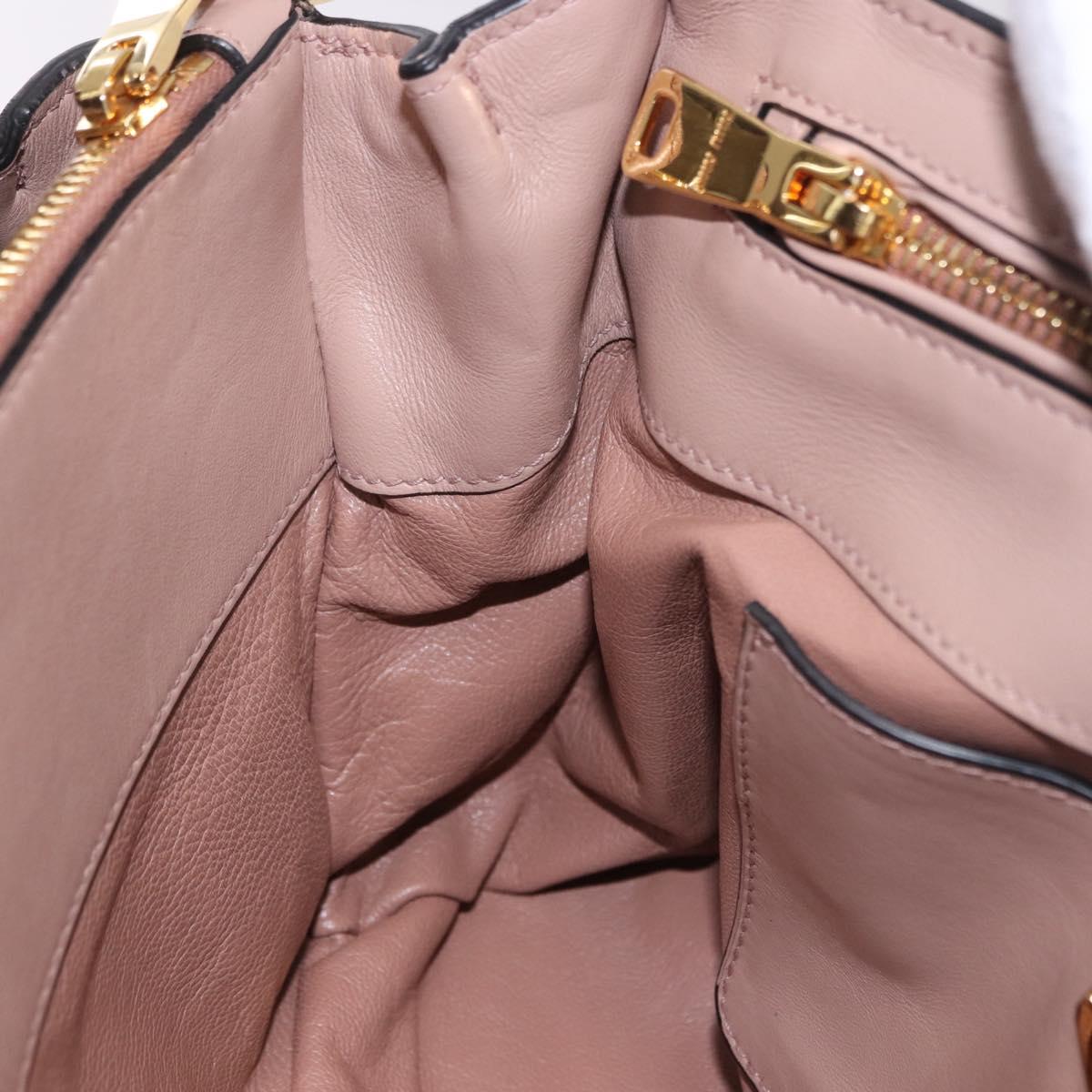 Miu Miu Hand Bag Leather 2way Pink Gold Auth bs36019A