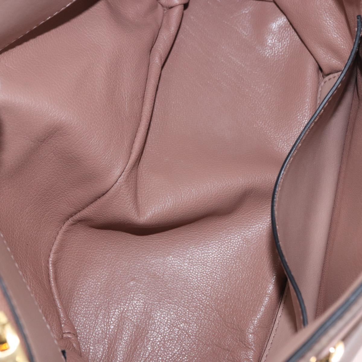 Miu Miu Hand Bag Leather 2way Pink Gold Auth bs36019A