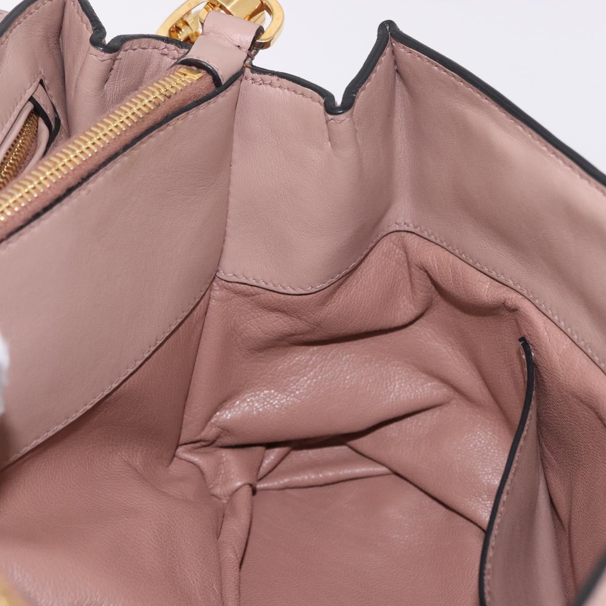 Miu Miu Hand Bag Leather 2way Pink Gold Auth bs36019A