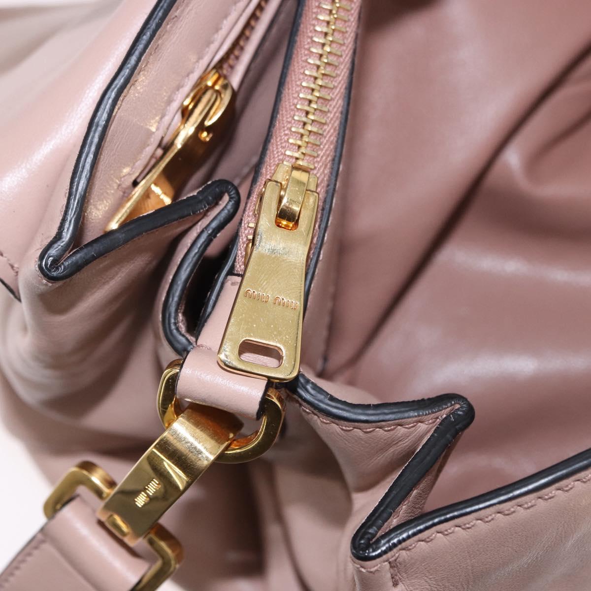 Miu Miu Hand Bag Leather 2way Pink Gold Auth bs36019A