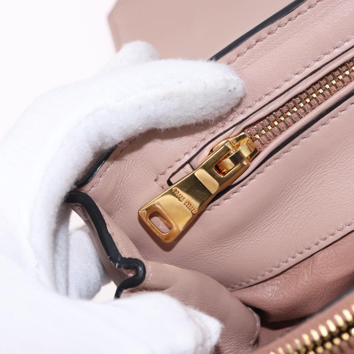 Miu Miu Hand Bag Leather 2way Pink Gold Auth bs36019A