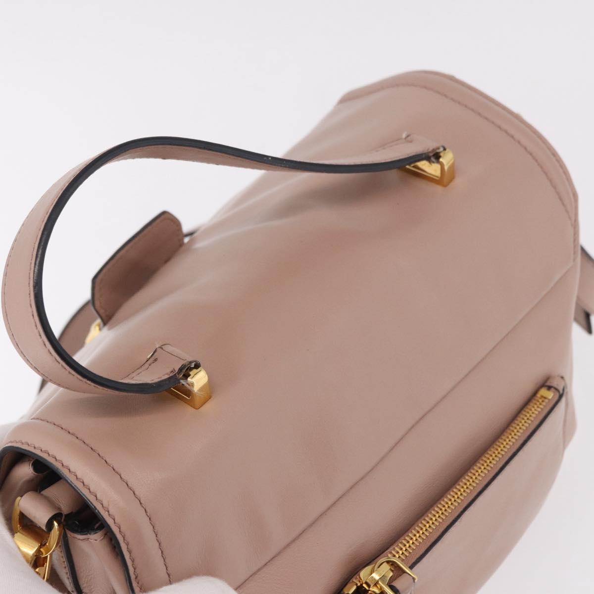 Miu Miu Hand Bag Leather 2way Pink Gold Auth bs36019A