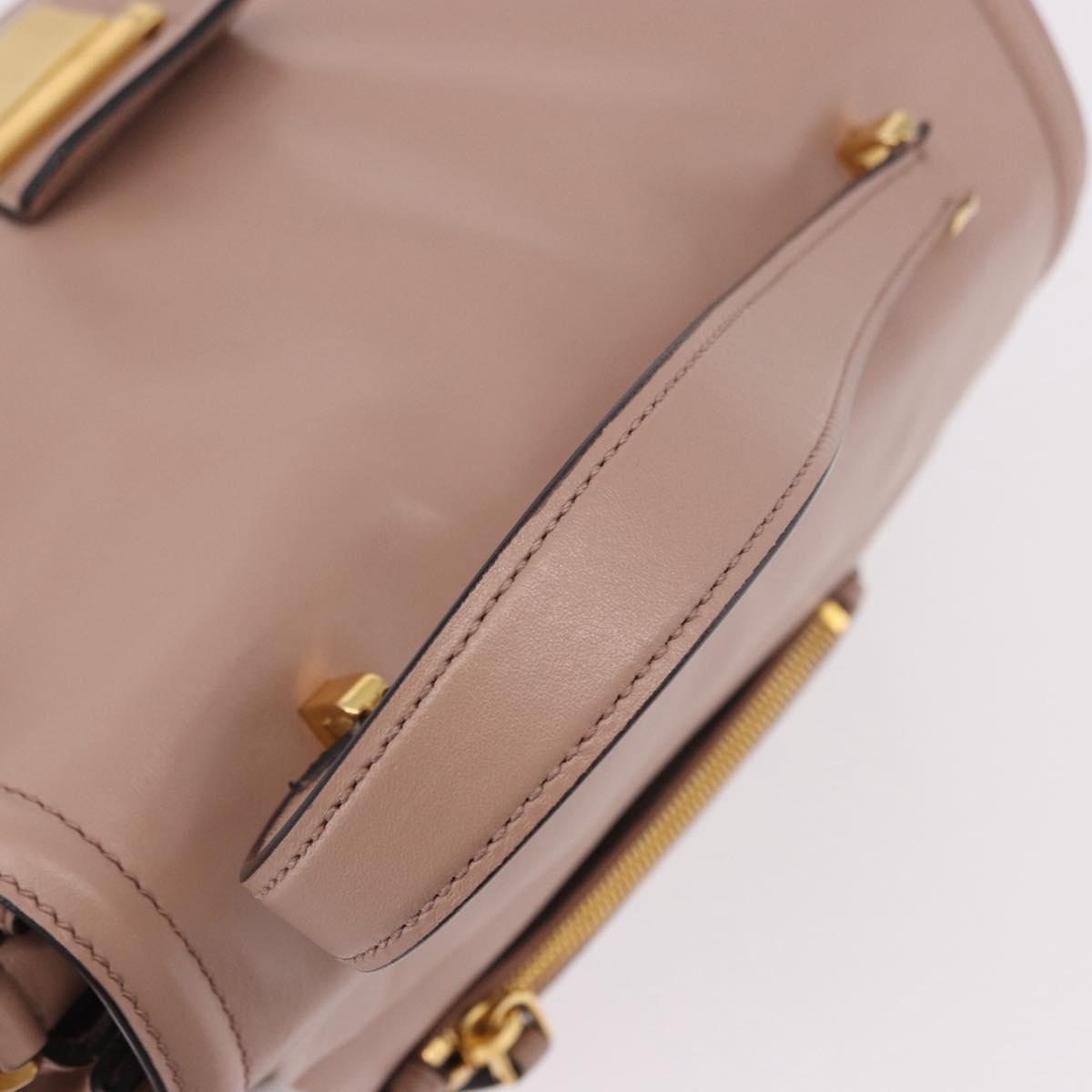 Miu Miu Hand Bag Leather 2way Pink Gold Auth bs36019A