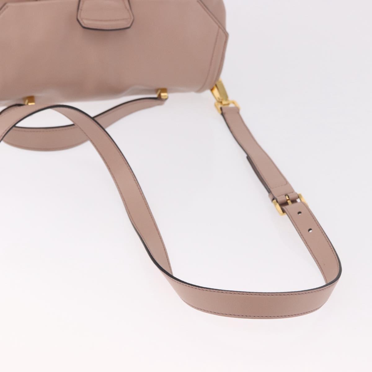 Miu Miu Hand Bag Leather 2way Pink Gold Auth bs36019A