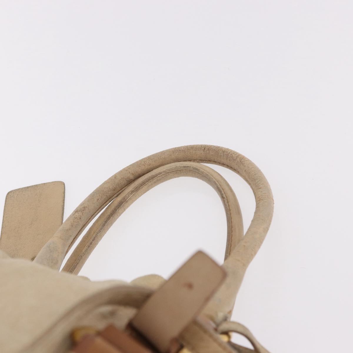PRADA Tote Bag Leather 2way Beige Gold Auth bs36021