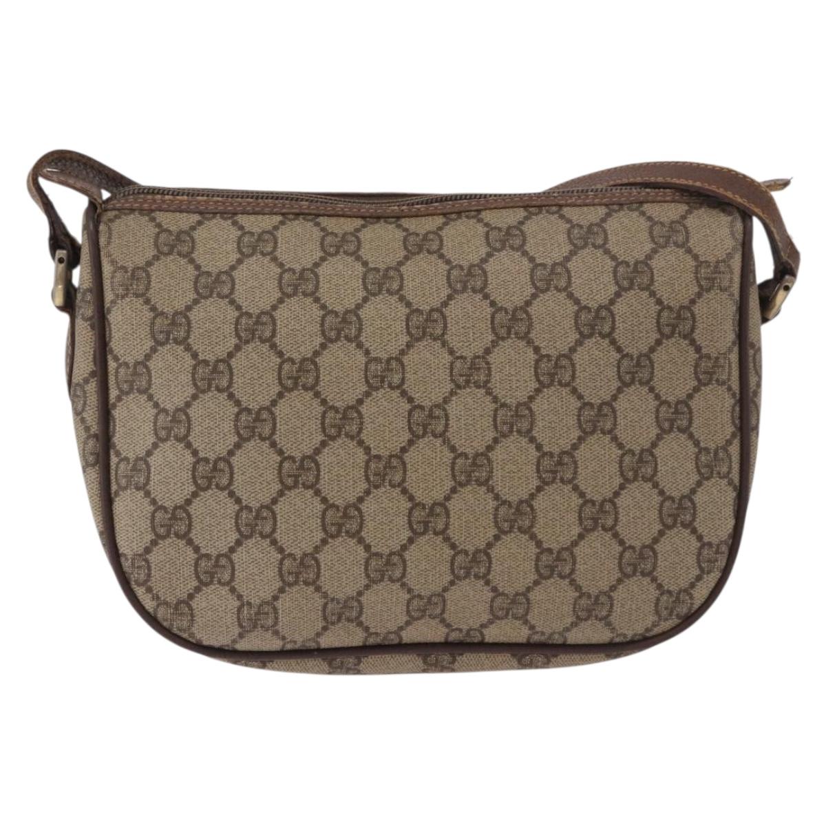 GUCCI GG Supreme Web Sherry Line Bag PVC Beige Gold 001 754 6177 Auth bs36022