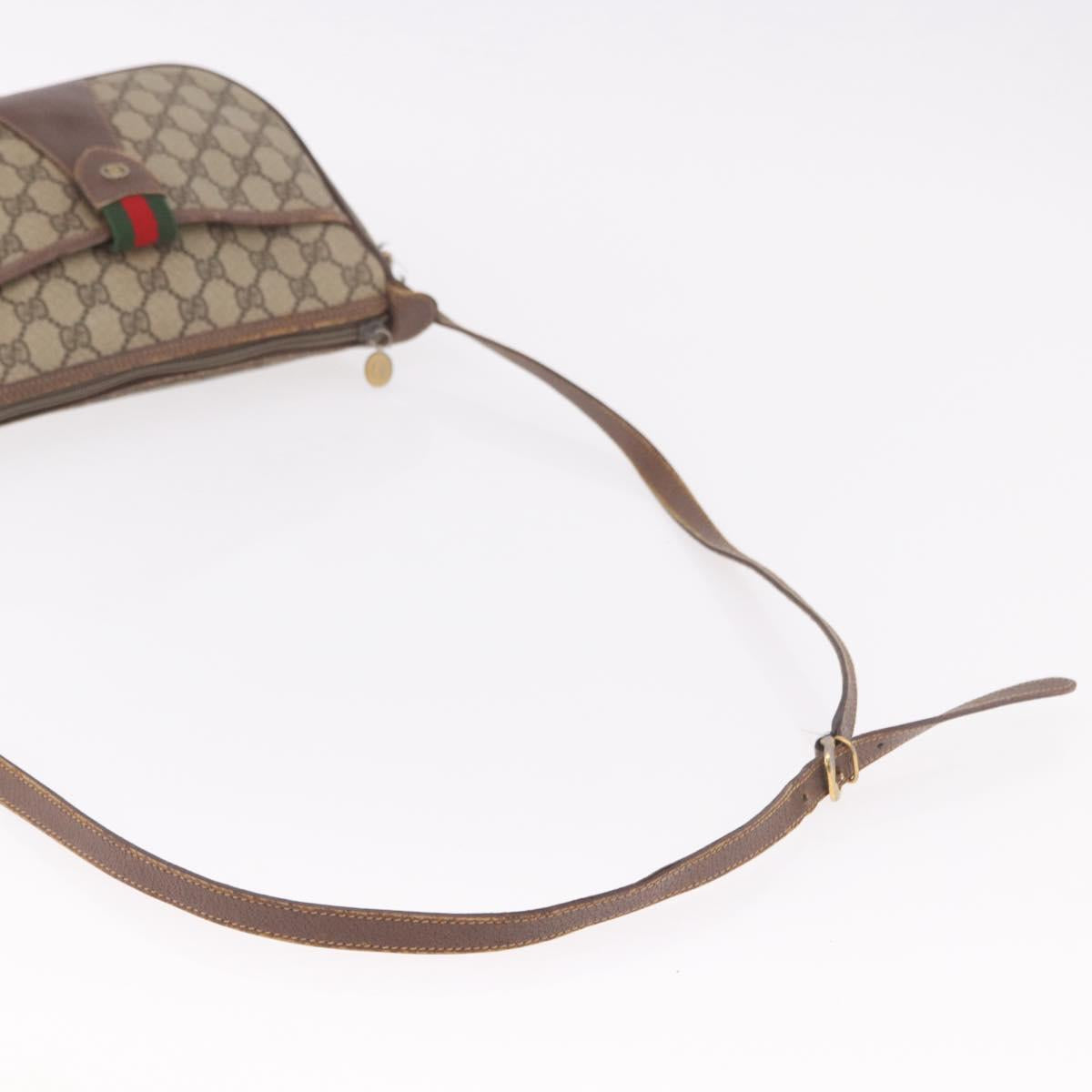 GUCCI GG Supreme Web Sherry Line Bag PVC Beige Gold 001 754 6177 Auth bs36022