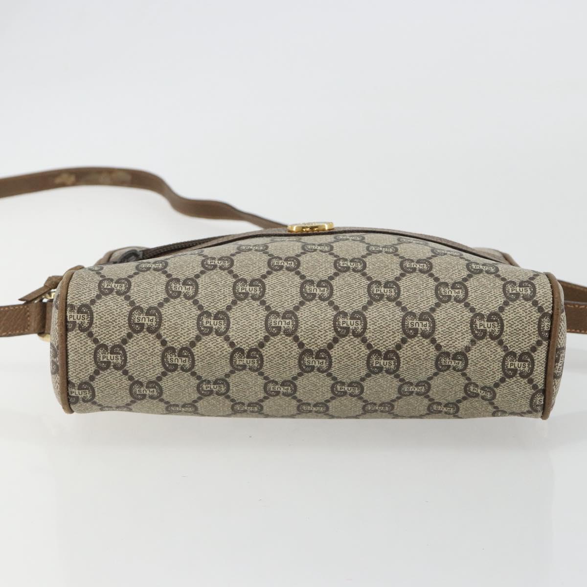 GUCCI GG Plus Supreme Shoulder Bag PVC Beige Gold Auth bs36024