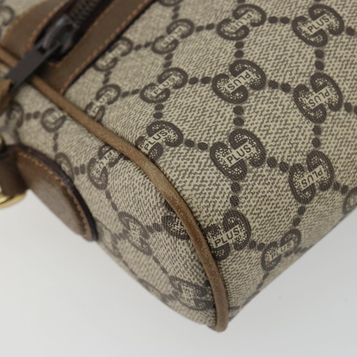 GUCCI GG Plus Supreme Shoulder Bag PVC Beige Gold Auth bs36024