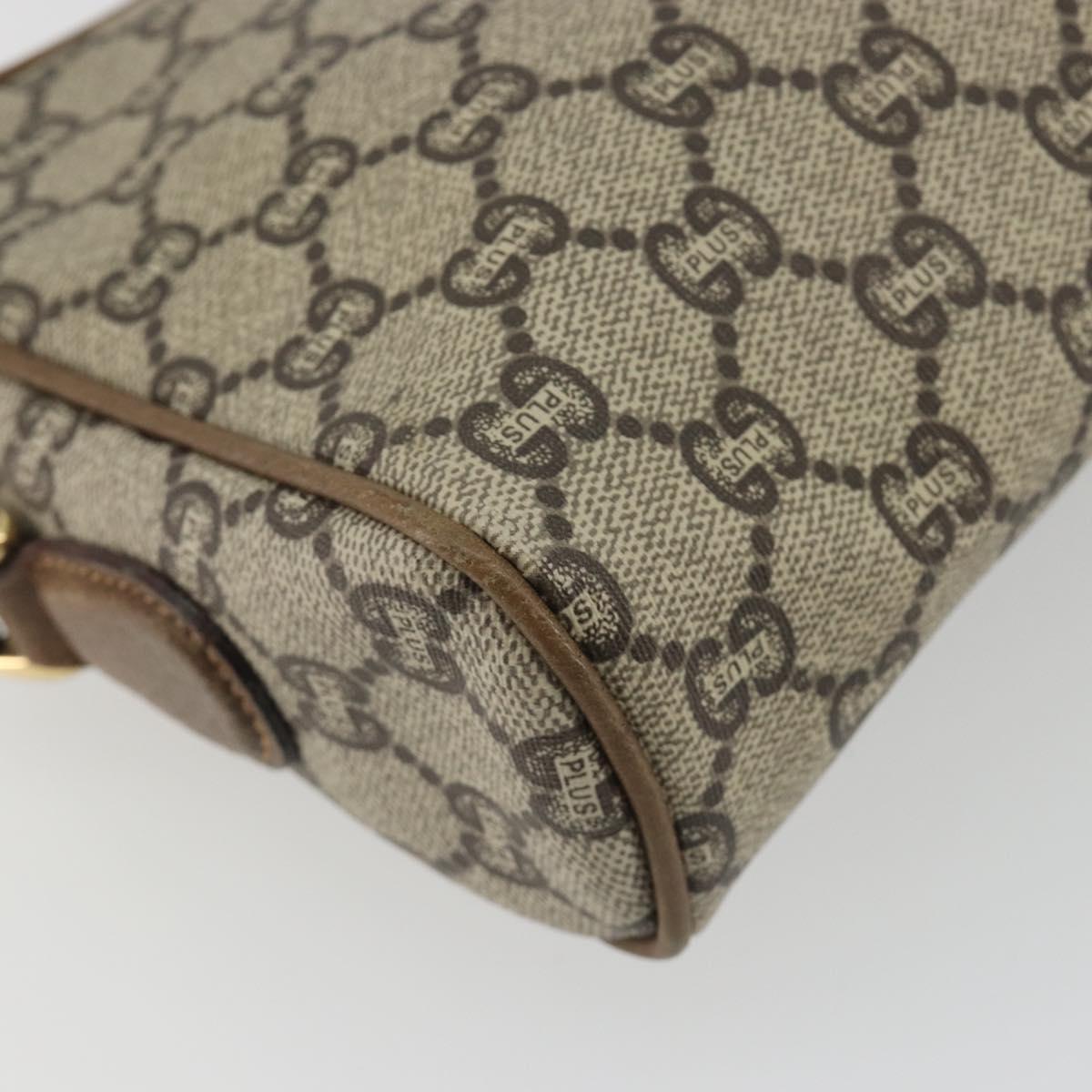 GUCCI GG Plus Supreme Shoulder Bag PVC Beige Gold Auth bs36024